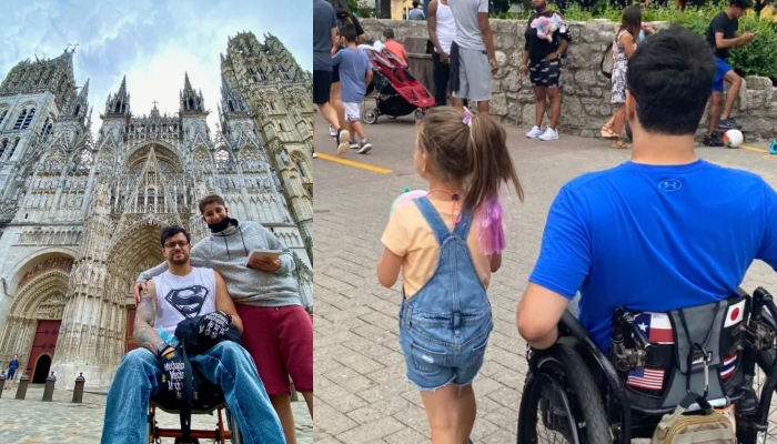 A disabled man feels 